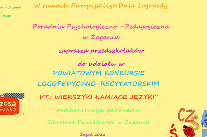 Konkurs logopedyczno – recytatorski pt. „Wierszyki łamiące języki”.